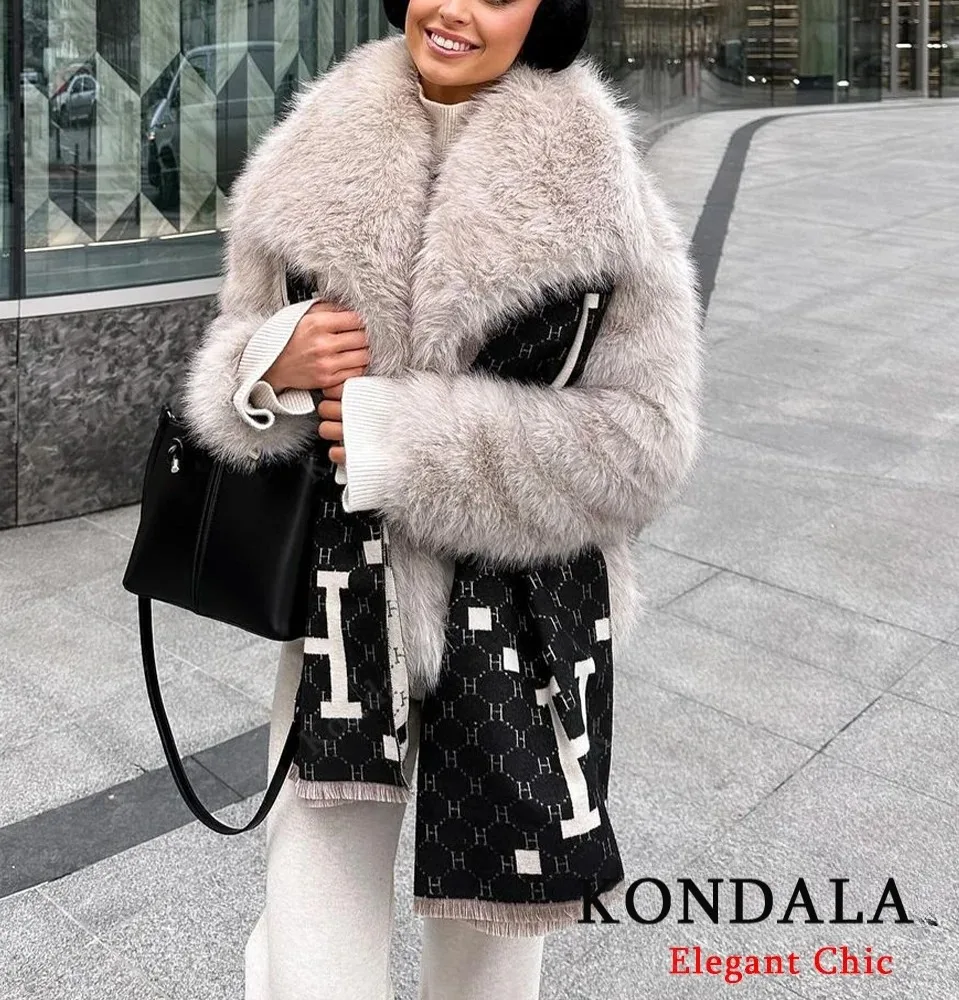 

Осенне-зимнее пальто из искусственного меха для женщин, мягкое пальто с большими лацканами, новинка 2025 года, классическое элегантное пальто High Street