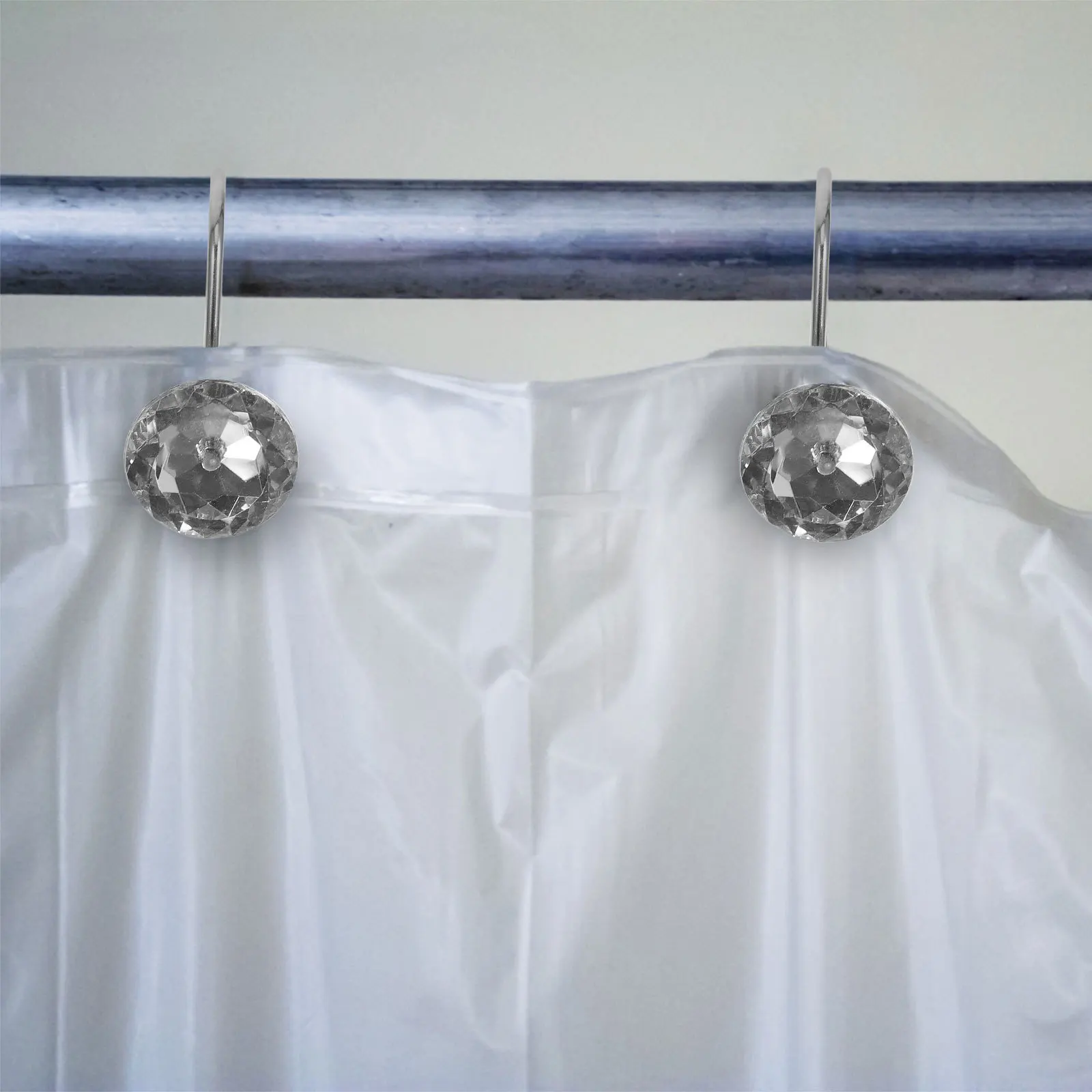 

12Pcs Modern Shower Curtain Hangers Acrylic Metal Hooks for Thick Thin Curtains Universal Fit Decorative Home Bathroom