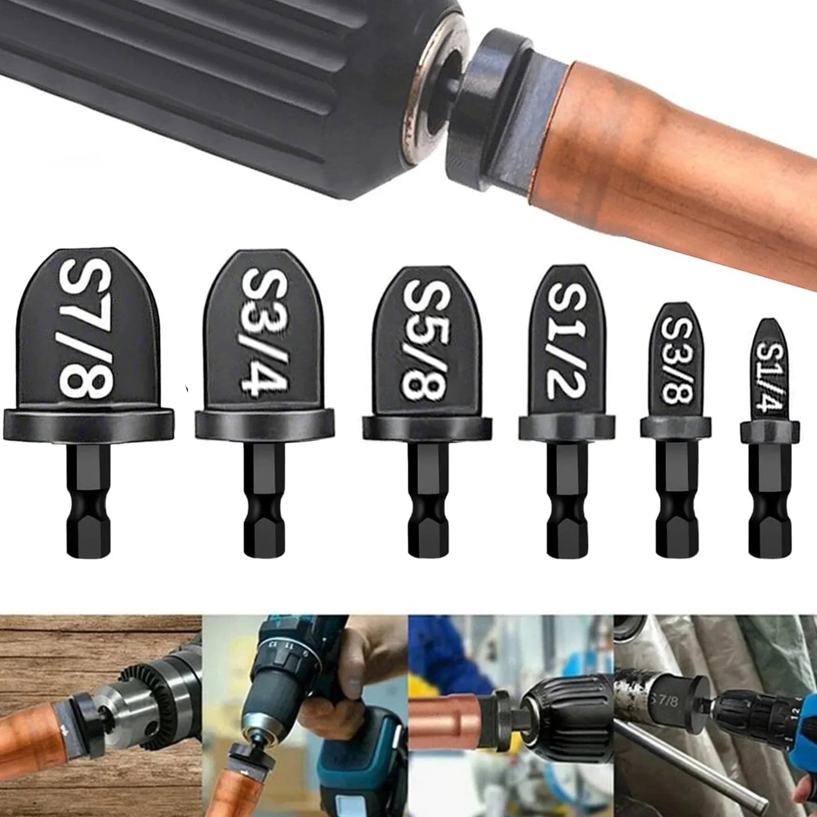 6Pcs HVAC Repair Kit, Air Conditioner Tube Expander Swaging Tool, Manual Pipe Swage Tool  for Soft Copper Tubing 1/4'' to 7/8''
