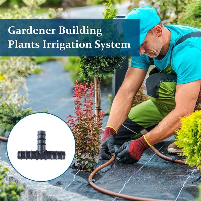 

A68G-100PCS Drip Irrigation Connectors 16Mm Barbed Connector Tee Couplings Irrigation Connectors For Drip Tubing Watertubing