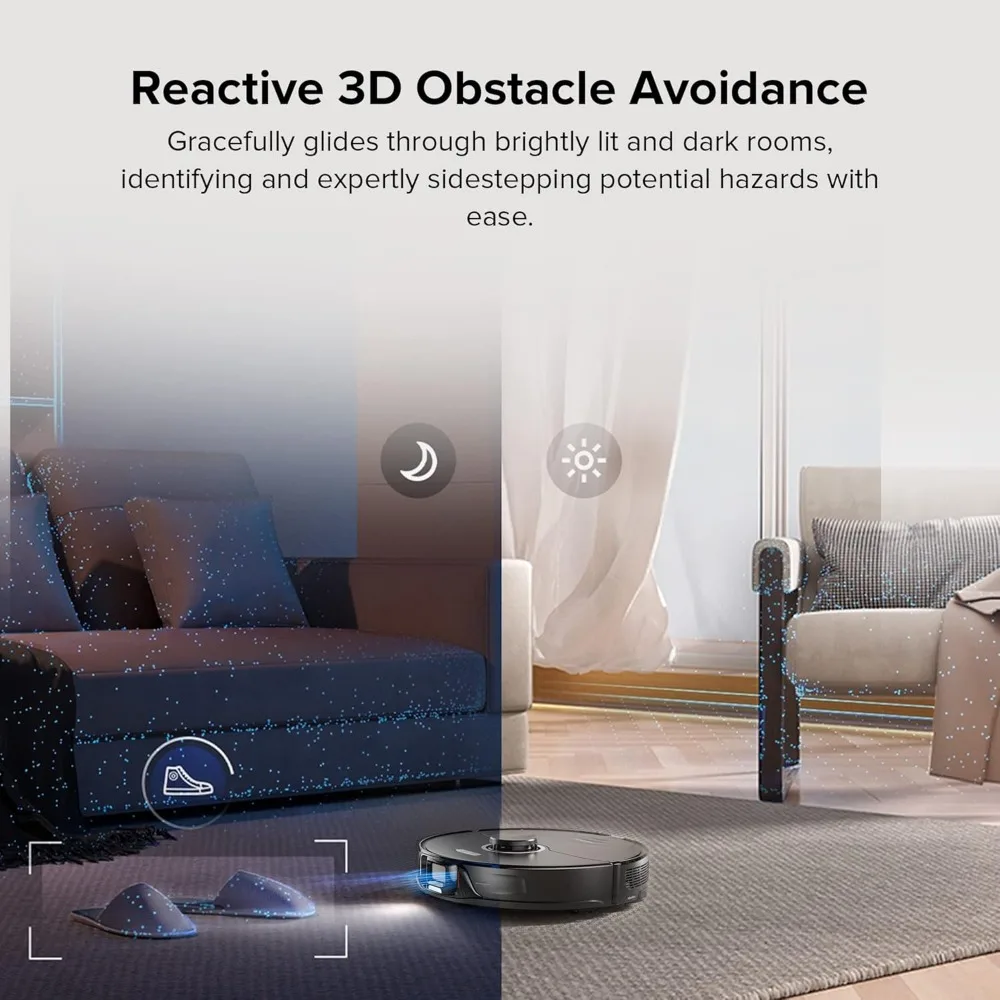 S8 Robot Vacuum and Mop Cleaner, DuoRoller Brush, 6000Pa Suction, ReactiveAI 2.0 Obstacle Avoidance