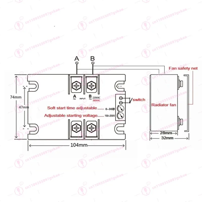 Single Phase Motor Soft Starter 220V SSR-40WA-R1(1.5KW) 1.5KW 1KW 2KW 4KW 6KW 8KW Motor Online Soft Starting for Fan Water Pump