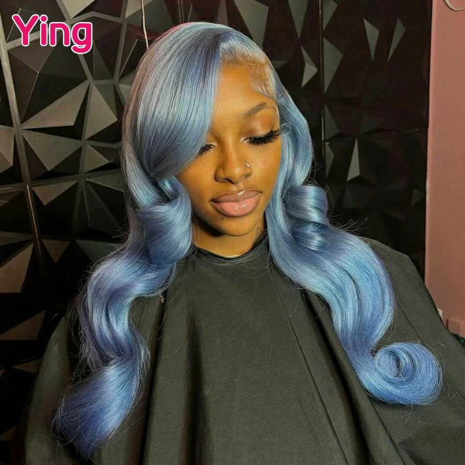 

Grey Blue 200% Density Body Wave 13x4 13x6 Lace Frontal Human Hair Wig PrePlucked Brazilian Remy Ready Go Wigs For Black Women