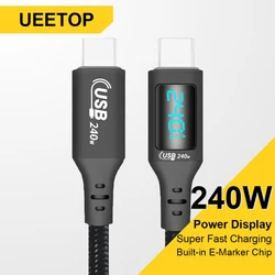 Ueetop 240W 5A High Power Fast Charging Type C Cable 100W PD 3.1 USB C Quick Charging Date Cord For iPhone Samsung Laptop iPad