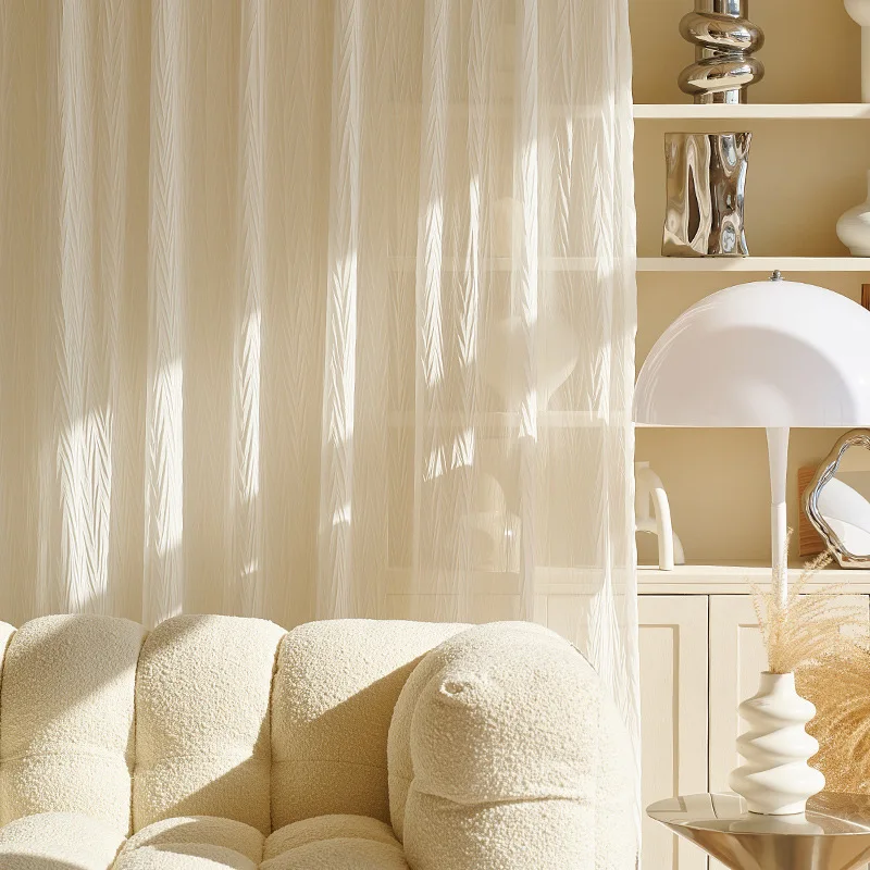 3D Dovetail Texture Crumpling Tulle Curtains for Living Room Bedroom Secrecy Soft Fabric Window Screen Voile Sheer Curtain