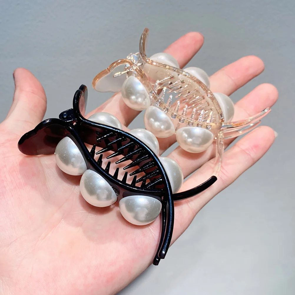 

4pcs Pearl Hair Claw Clips for Women Girls Alloy Metal PC Decorative Practical Daily Use Small Hair Accessories
