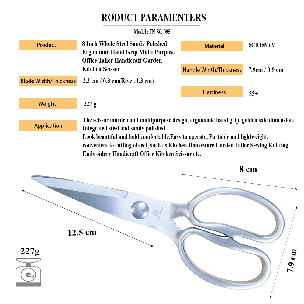 Jincraftsman®–Promotion A Set of 3 Pieces Only 12 Dollar 8 Inch Whole Steel Sanding Polish Office Tailor Bonsai Kitchen Scissor