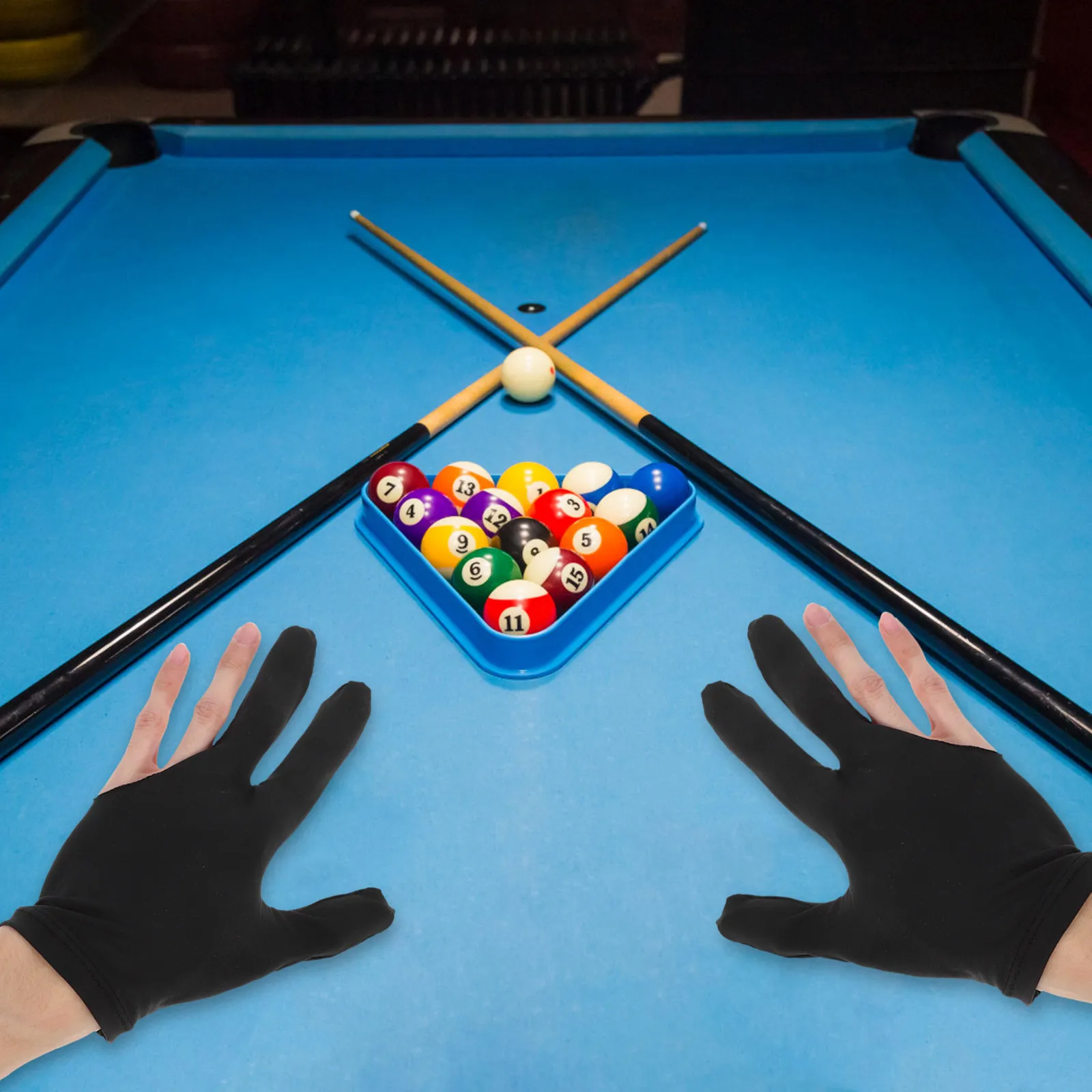 

2Pcs Billiards Gloves 3-Finger Snooker Gloves Black Flexible Breathable Elastic Wrist Fit Men Women Pool Cue Accessories
