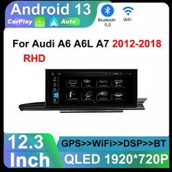 RHD For Audi A6 A7 C7 RS6 RS7 S6 2012 - 2018  Android 13 Car Radio Multimedia Stereo Video Player Carplay Auto GPS Navigation BT