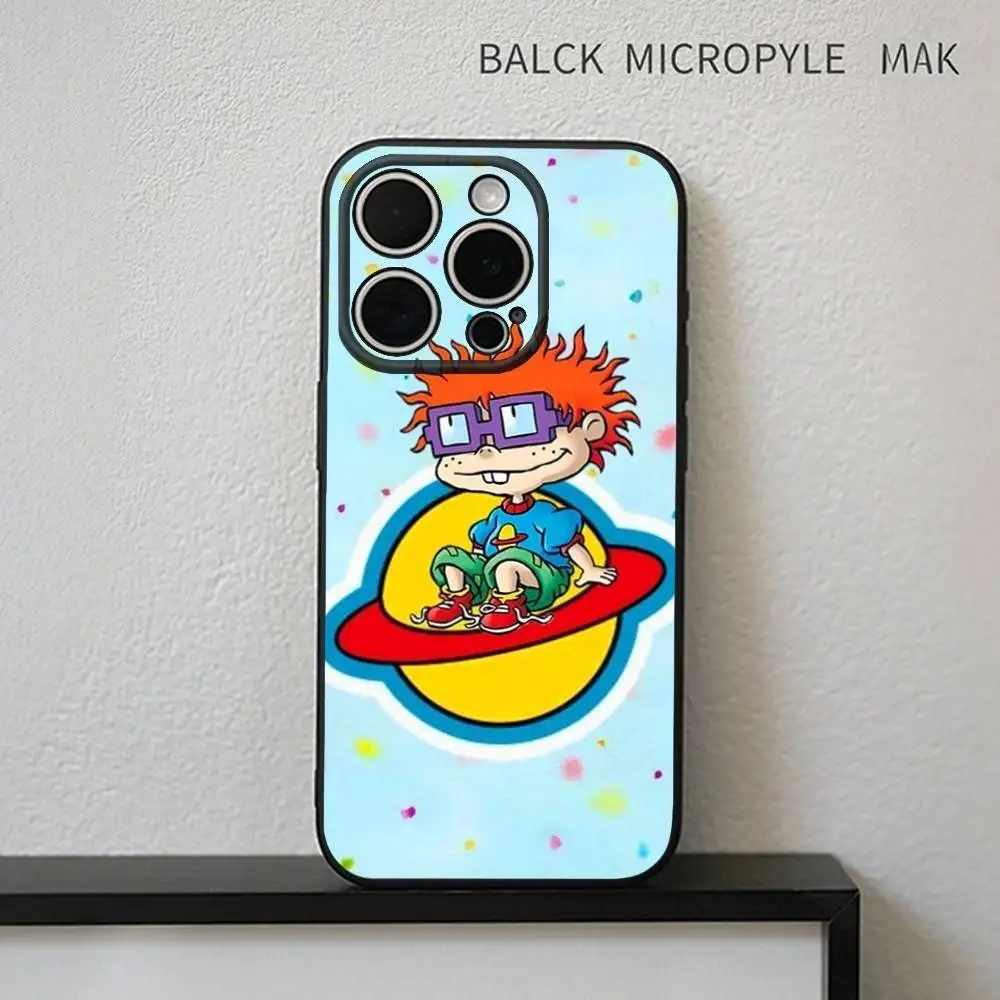 Grappige Cartoon R-Rugrats Telefoonhoesje voor iPhone17,16,15,14,13,12,11 Plus,Pro Max Zachte Zwarte Cover