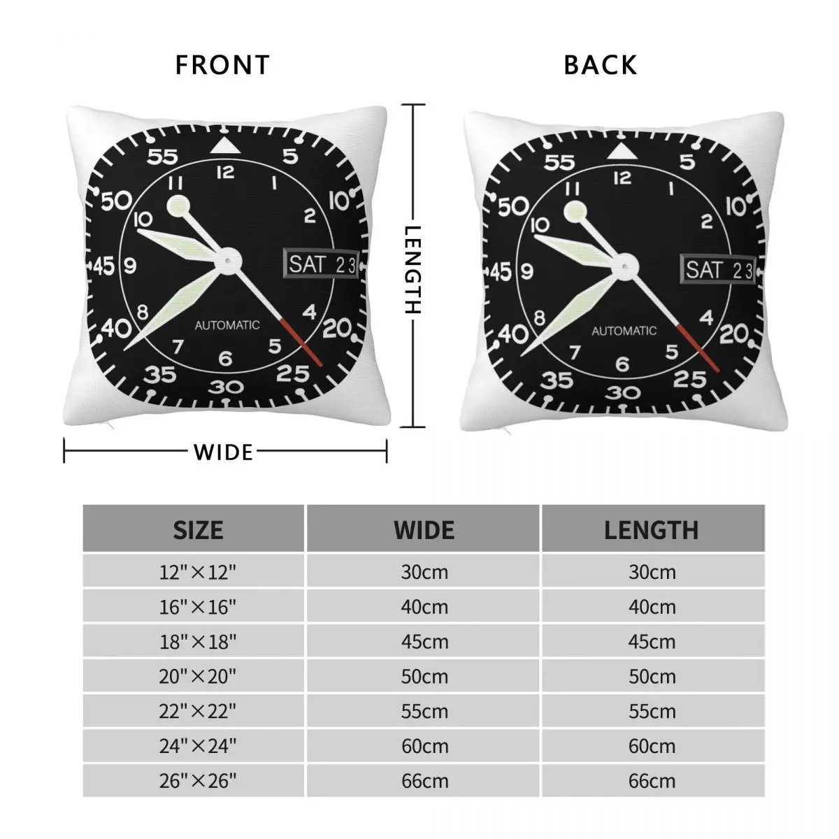 Seiko Aviation Flieger Watch Face Square Pillowcase Pillow Cover Cushion Zip Comfort Throw Pillow for Home Car