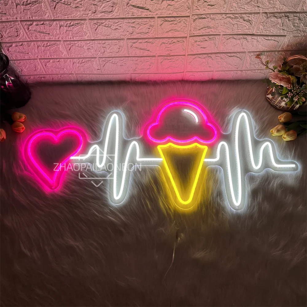 

Неоновая вывеска с мороженым для декора стен Магазин мороженого Светодиодная неоновая вывеска День рождения Рождественская вечеринка Спальня Бар Напиток Магазин Настенный декор
