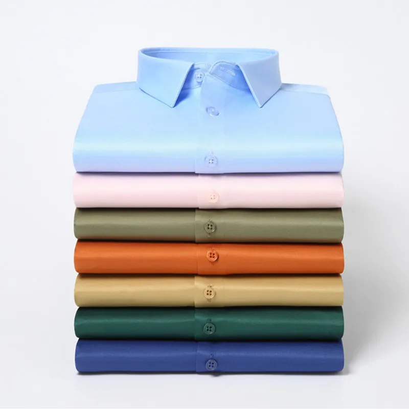 

Мужская повседневная и модная однотонная рубашка размера плюс 5XL с длинными рукавами, не гладильная и устойчивая к морщинам, деловая, белая, черная