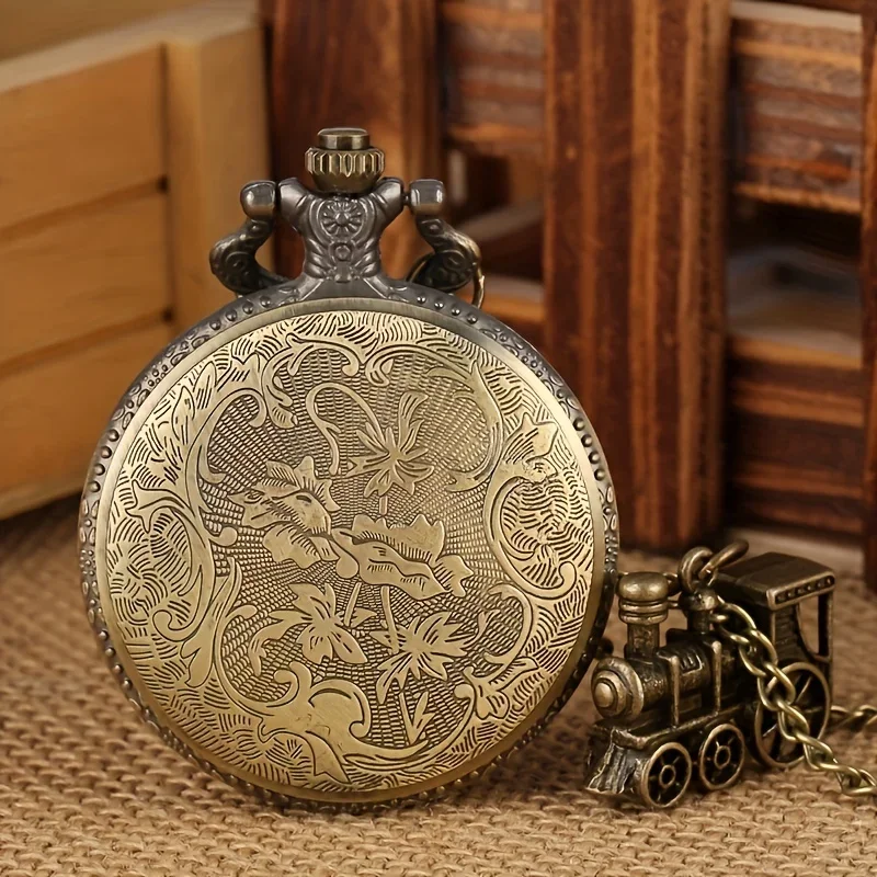 Men's Vintage Steam Train Pocket Watch - Classic Gift with Timeless Style