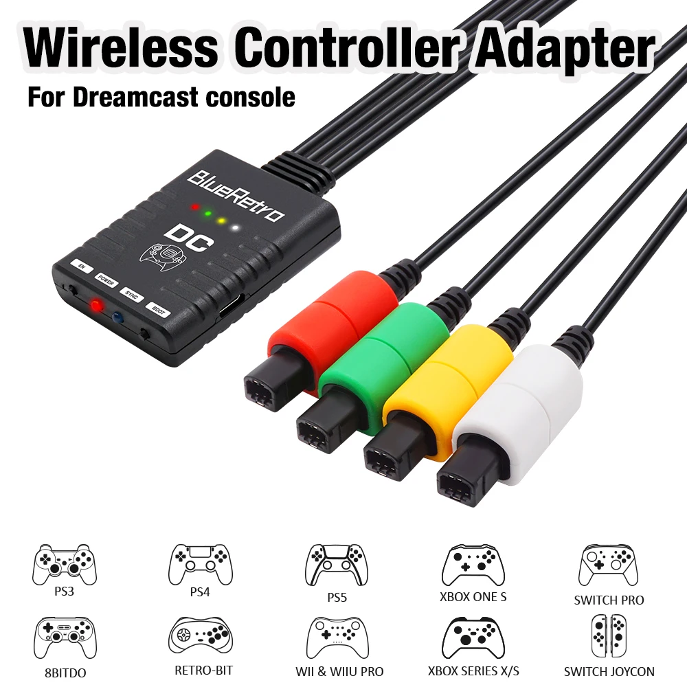 RetroScalerBlueretro Wireless Controllers Adapter For SEGA Dreamcast DC Console to PS5 Switch Xbox Controller