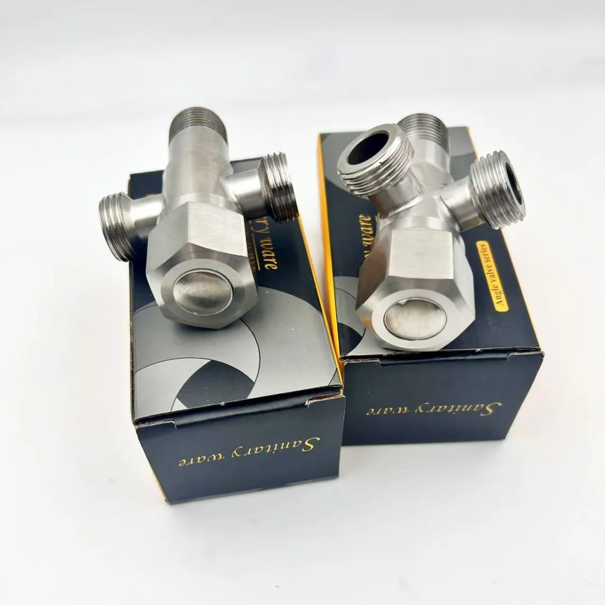 SUS304 Stainless Steel Angle Valve, Quick Open Two-Way Triangle Valve G1/2 Thread Water Stop Valve Bathroom Faucet Accessories f