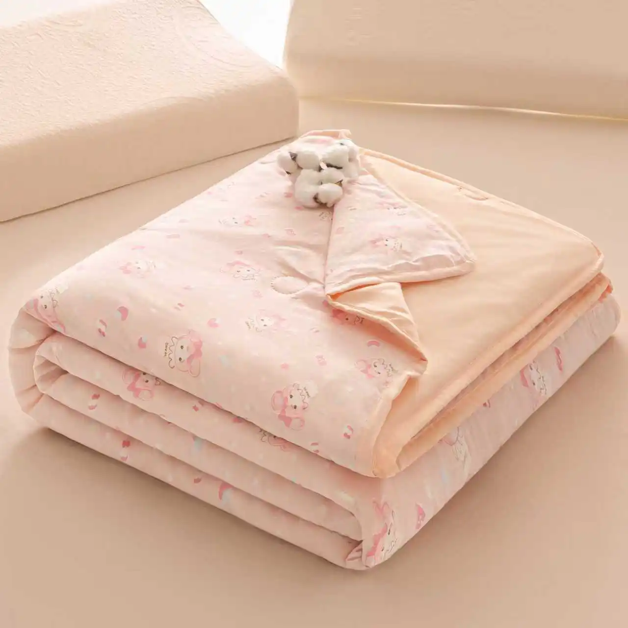 

Nordic cotton filling Summer quilt Washable printed comforters Thin quilted Duvet Pastoral style Comforter for Double queen bed