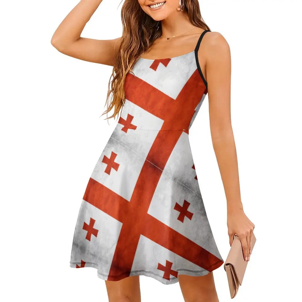 Vestido de tirantes de la bandera nacional de Ucrania para mujer, vestido de Honda de la bandera de cinco cruces, vestido de mujer Sexy, Vintage divertido, novedad