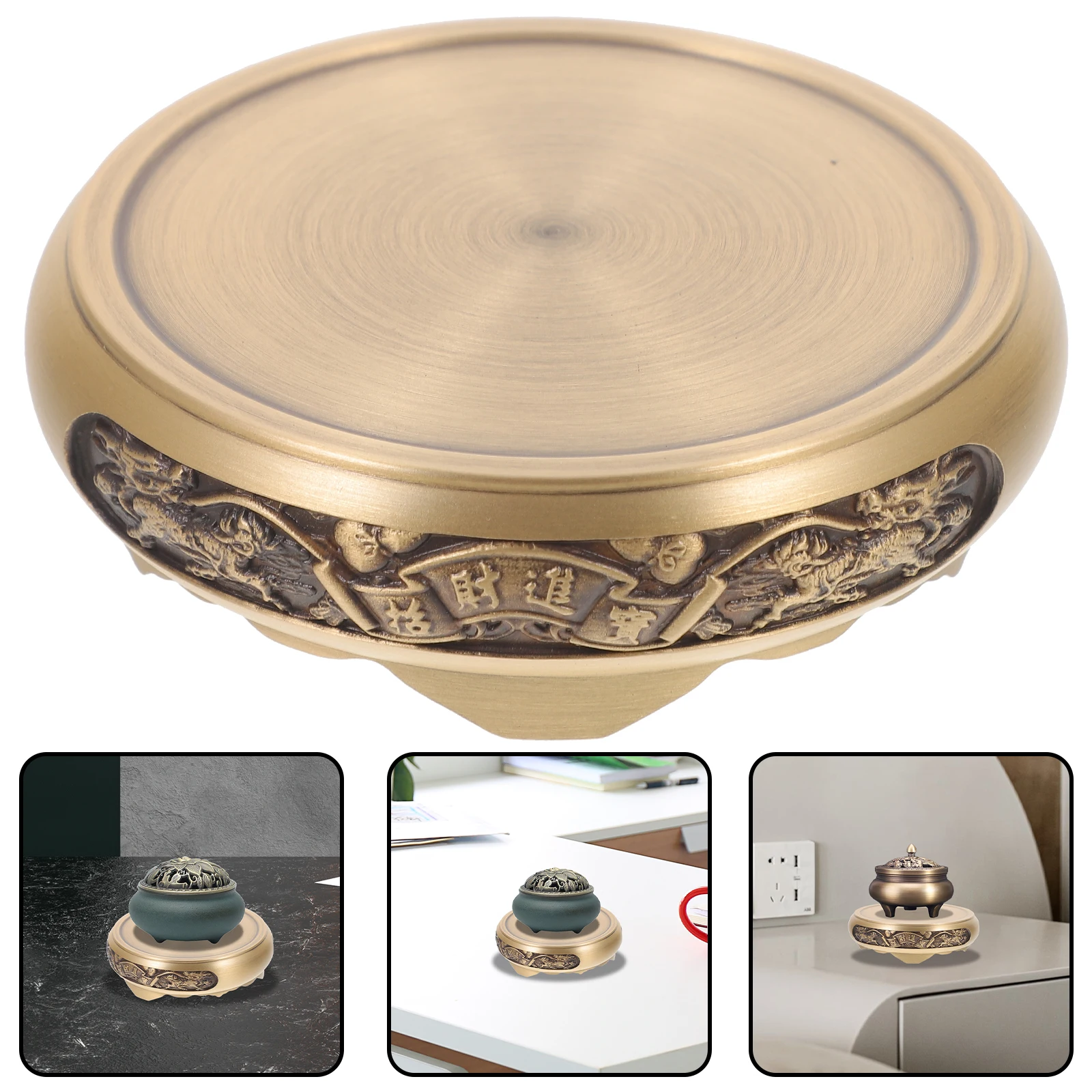 

Incense Burner Base Copper Censer Displaying Stand Decorative Ornament Vintage Small Vase Stand Heat Resistant Desk Top