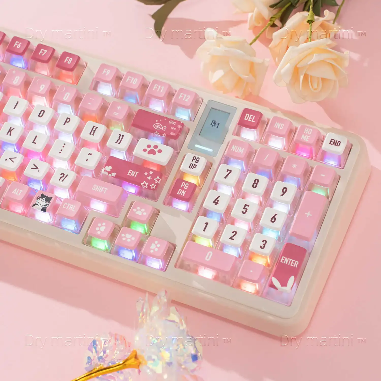 

117 Keys Pink Keycaps MDA Profiled Translucent PBT Heat-sublimation Pudding Keyboard Caps MX Switch Gaming Mechanical Keyboard