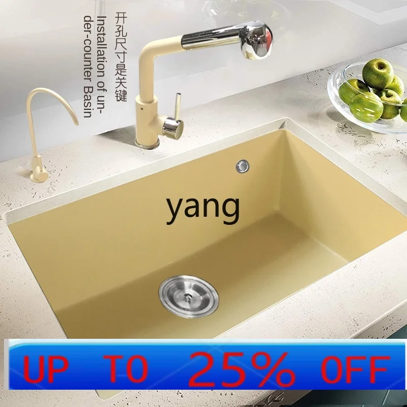 CX quartz stone large single slot kitchen color vegetable basin sink
