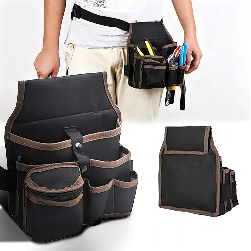 

1pc Three Layers Electrical Tool Kit Pockets Storage Bag Mechanic Waist Bag Pliers Screwdrivers Wrench Organizer Bag