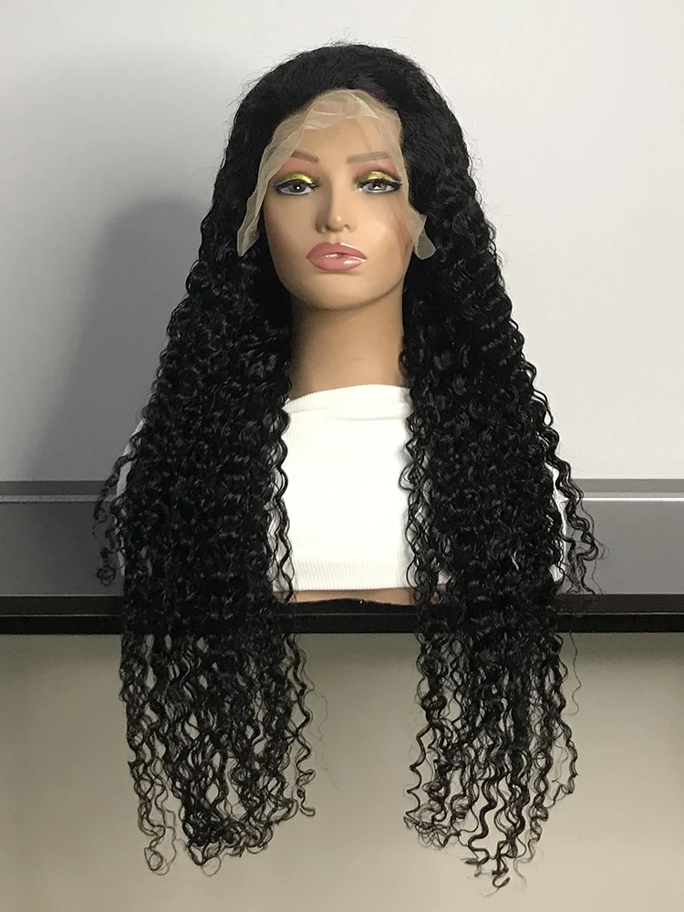 Perruque Lace Front Wig Brésilienne Naturelle Bouclée, Deep Wave, 13x4, 13x6, HD, Densité 250, 30-40 Pouces, pour Femme