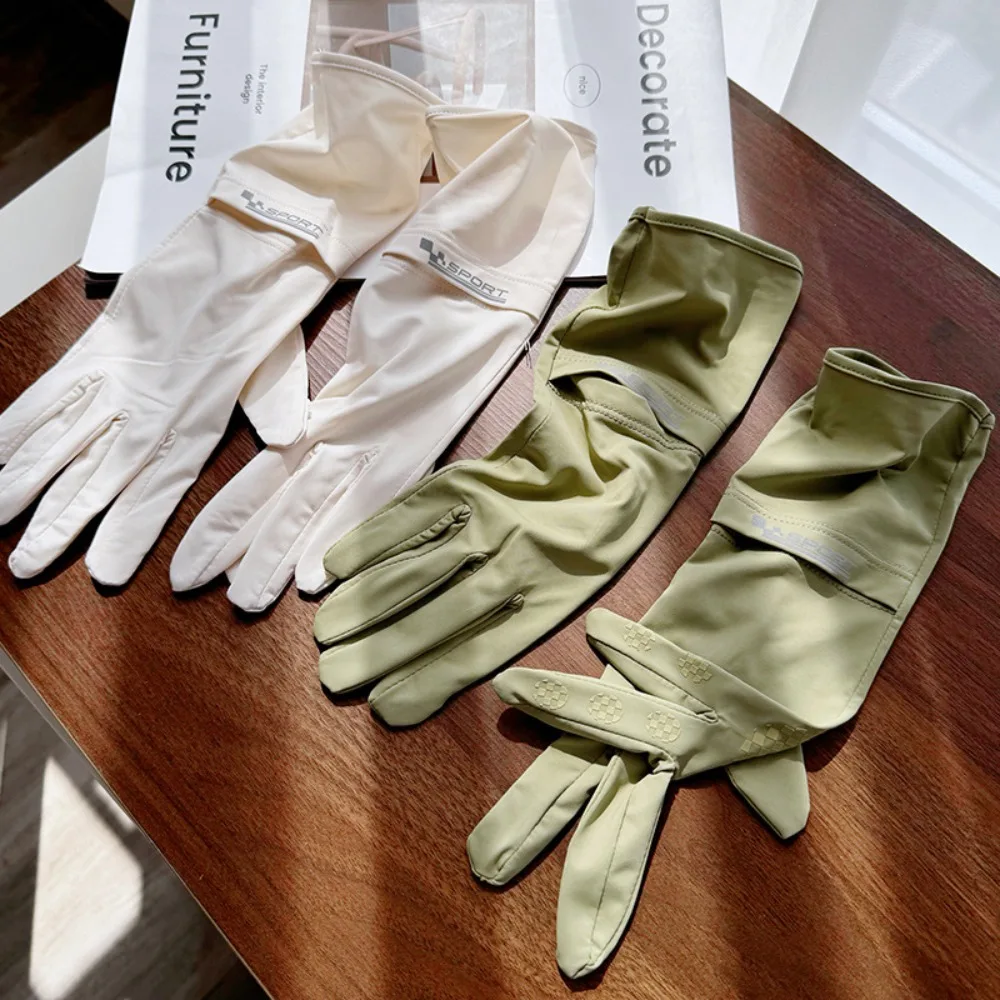 

Ice Silk Women Sunscreen Gloves Breathable Non Slip Sun Protection Riding Gloves Touch Screen Anti-UV Summer Driving Mittens