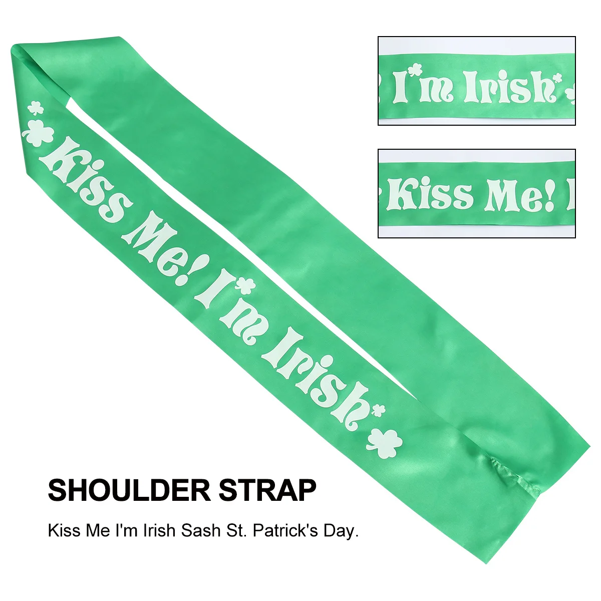 I'm Shamrock Green Shoulder Sash Premium Quality Sequins St Patricks Day Party Parade Accessories Decorations