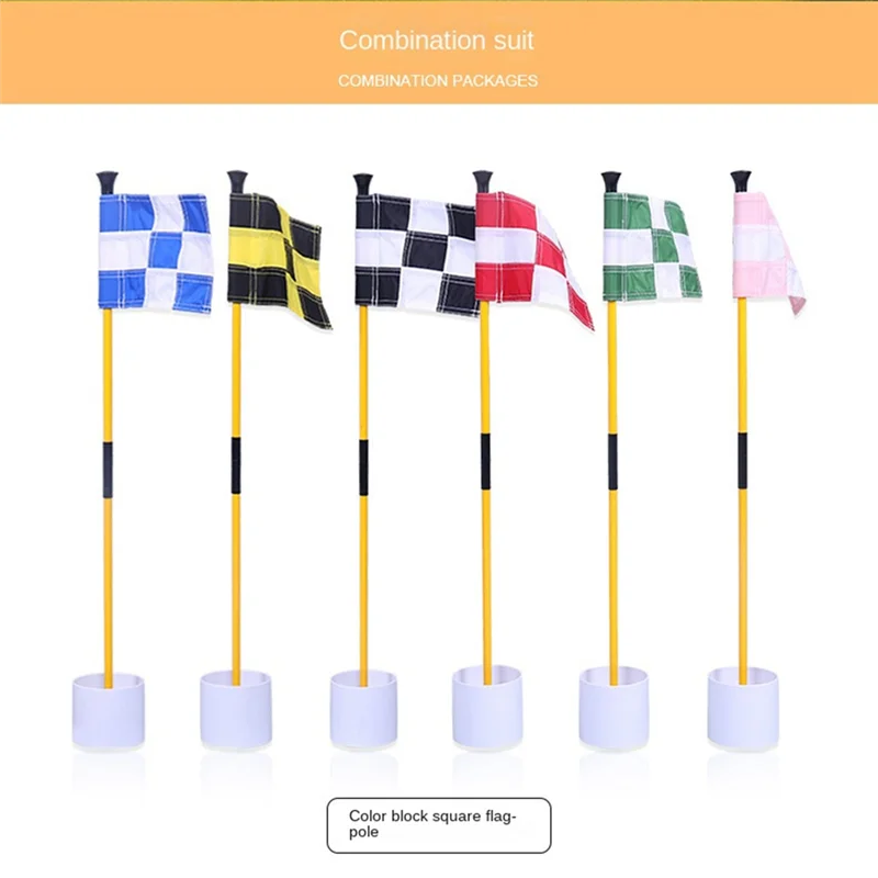 YHOLI-Golf groene vlag, kleurrijke tweedelige geruite groene doelgatbeker vlaggenmast, golfbenodigdheden