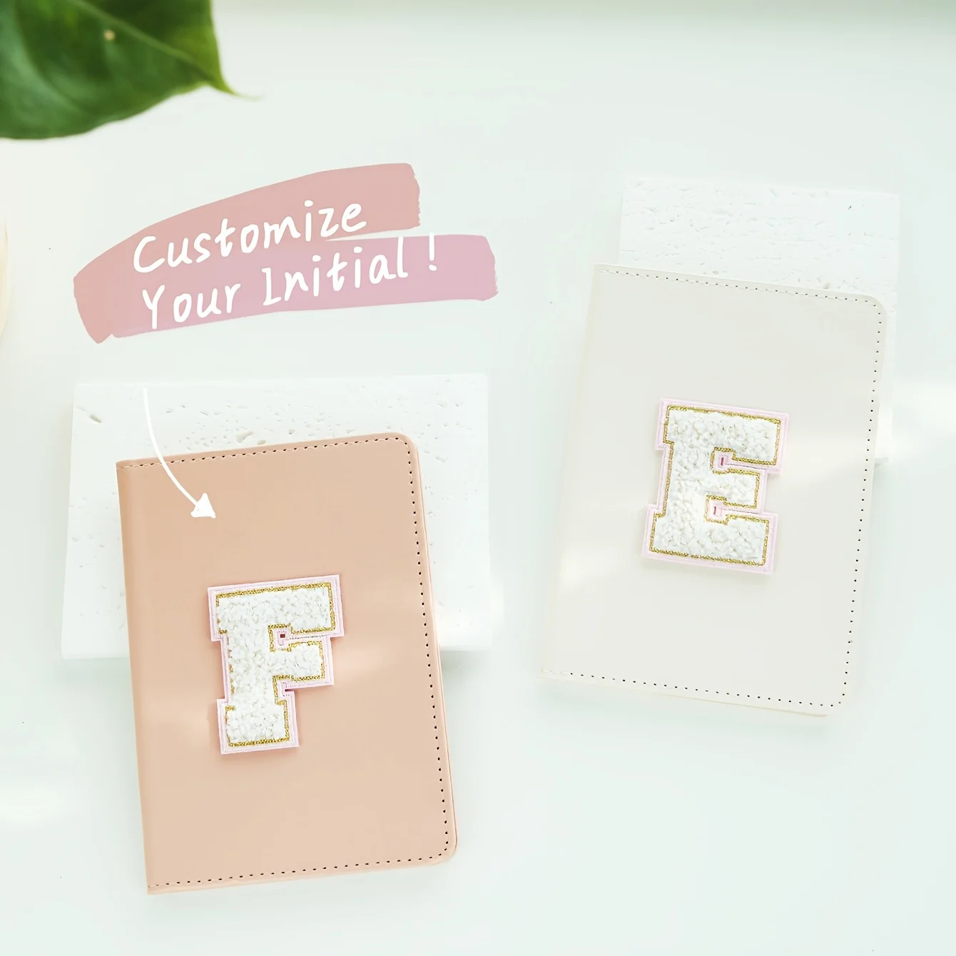 Stylish Organizer, Custom Chenille Letter Passport Holder - Personalized Pink Travel Wallet, Lightweight & Stain-Resistant