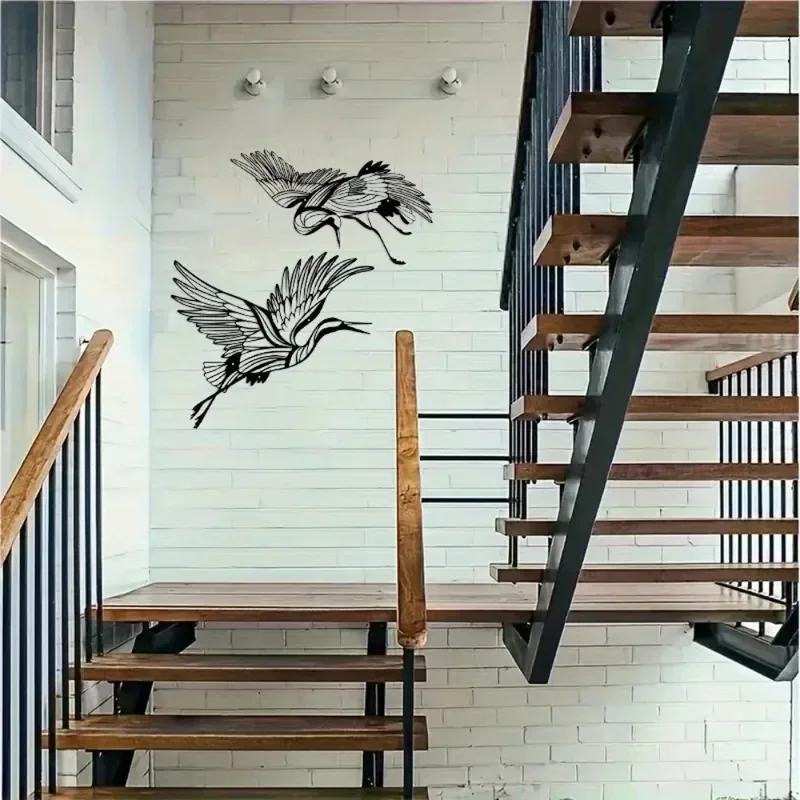 

2 шт. современный богемный стиль железный художественный настенный декор летающие птицы черно-белый графический дизайн для декора гостиной