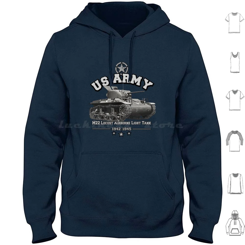 

Us M22 Locust Airborne Tank-Veterans Day Толстовка с капюшоном из хлопка с длинными рукавами Us M22 Locust Airborne Tank День ветеранов Армия США