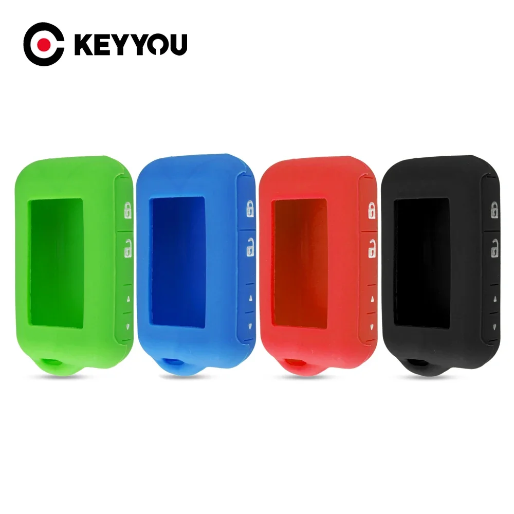 KEYYOU Silicone Car Key Case For Starline A93 A63 Russian Version Two Way Car Alarm System LCD Remote Control Keychain Fob Cover