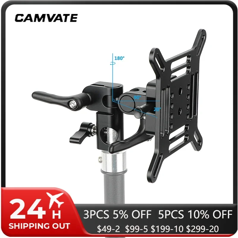 CAMVATE Adjustable VESA Monitor Mount Bracket 75x75mm 100x100mm with Quick Release V-Lock for 13 to 32\