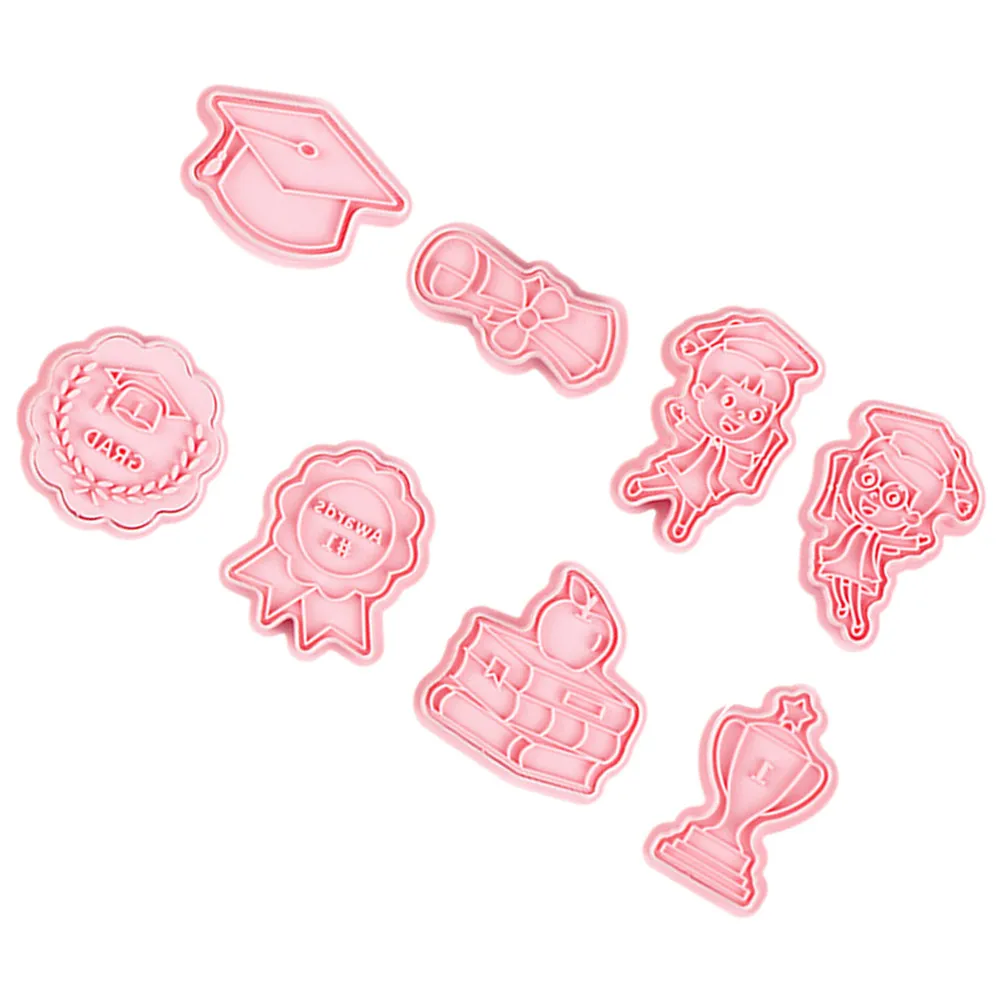 8 Pcs Grad Party Mold Cookie Molds Chocolate Biscuit Moulds Baking Pink Cake Fondant