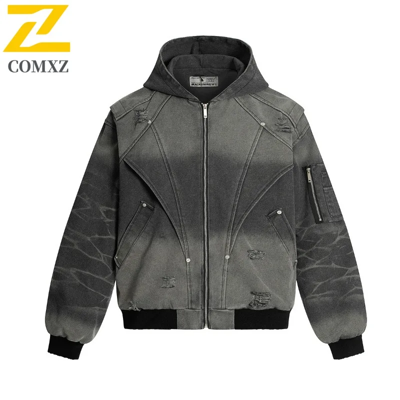 

COMXZ мужские Chaqueta 2025 свободные дышащие куртки с капюшоном для рыбалки на открытом воздухе, удобные куртки для кемпинга, велосипедные куртки высокого качества Valley