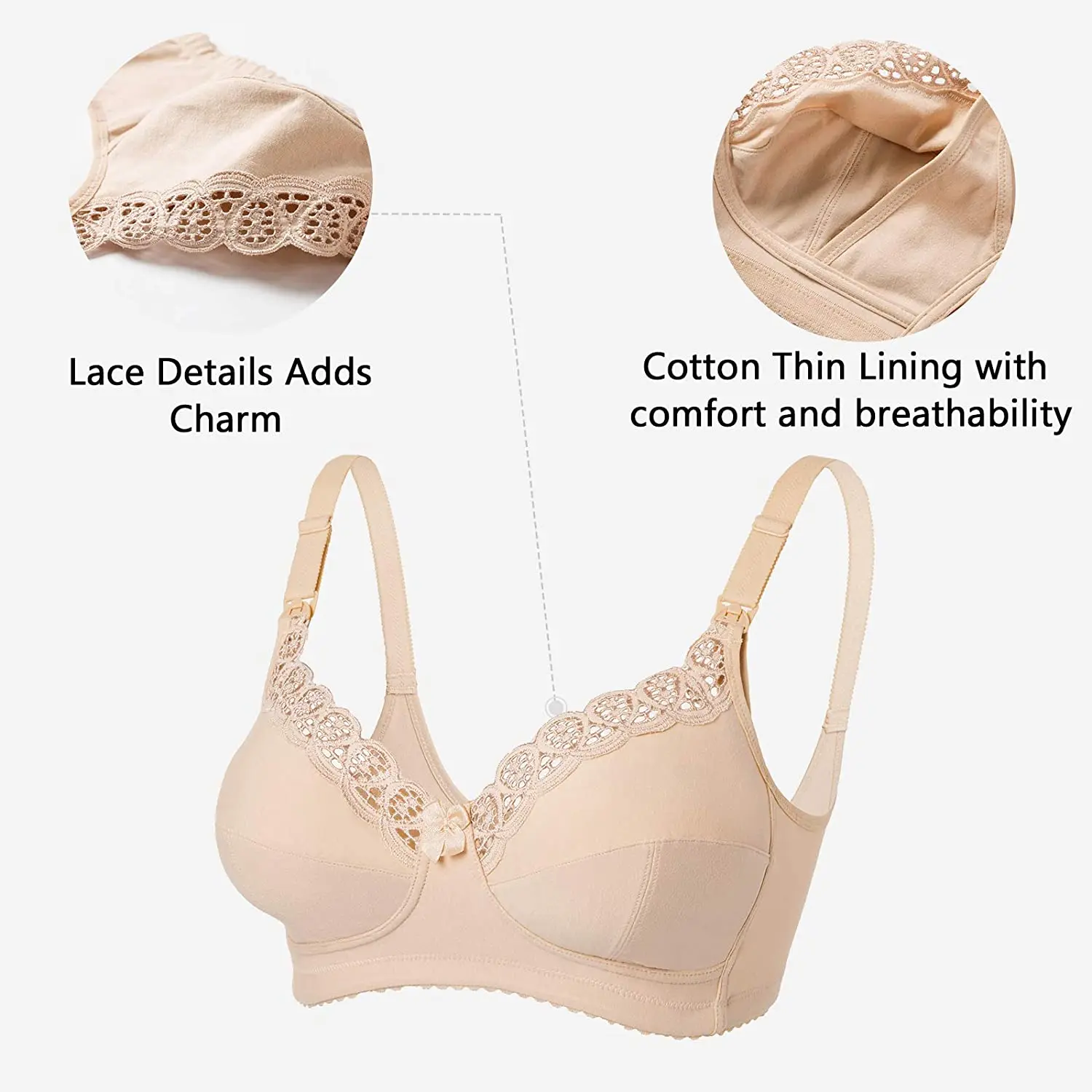 Gratlin Lace Plus Size Cotton Wireless Maternity Nursing Bra For Breastfeeding Lingerie For Pregnant Women B-DD E F G H I 44 46