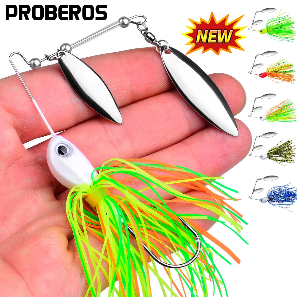 PROBEROS 10g/14g Spinner Bait, Jig para Lubina, Chatter Bait, Señuelo de Pesca, Kit de Pesca Chatterbait, Wobblers para Pesca de Lubina, Aparejos de Pesca