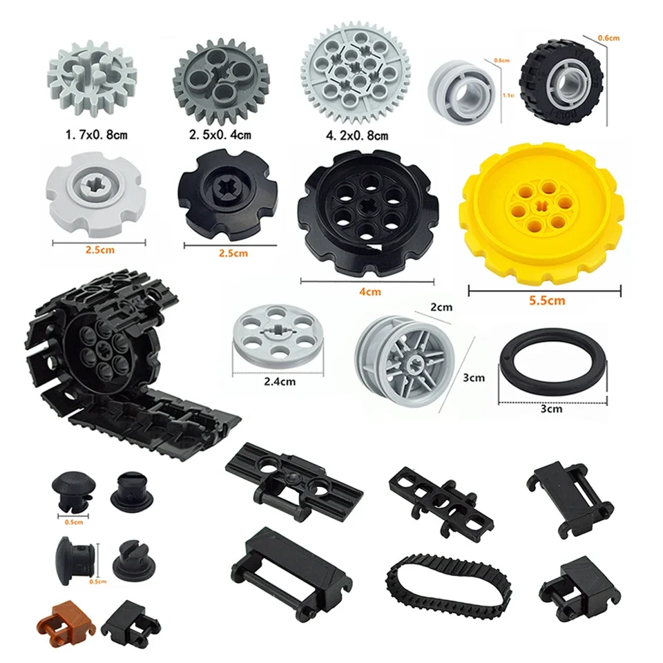 Technical Parts Building Blocks Link Chain Tank Belt Track Wheels Truck Car Gear MOC Bulk Brick Toys 3711 3873 88323 57520 57519