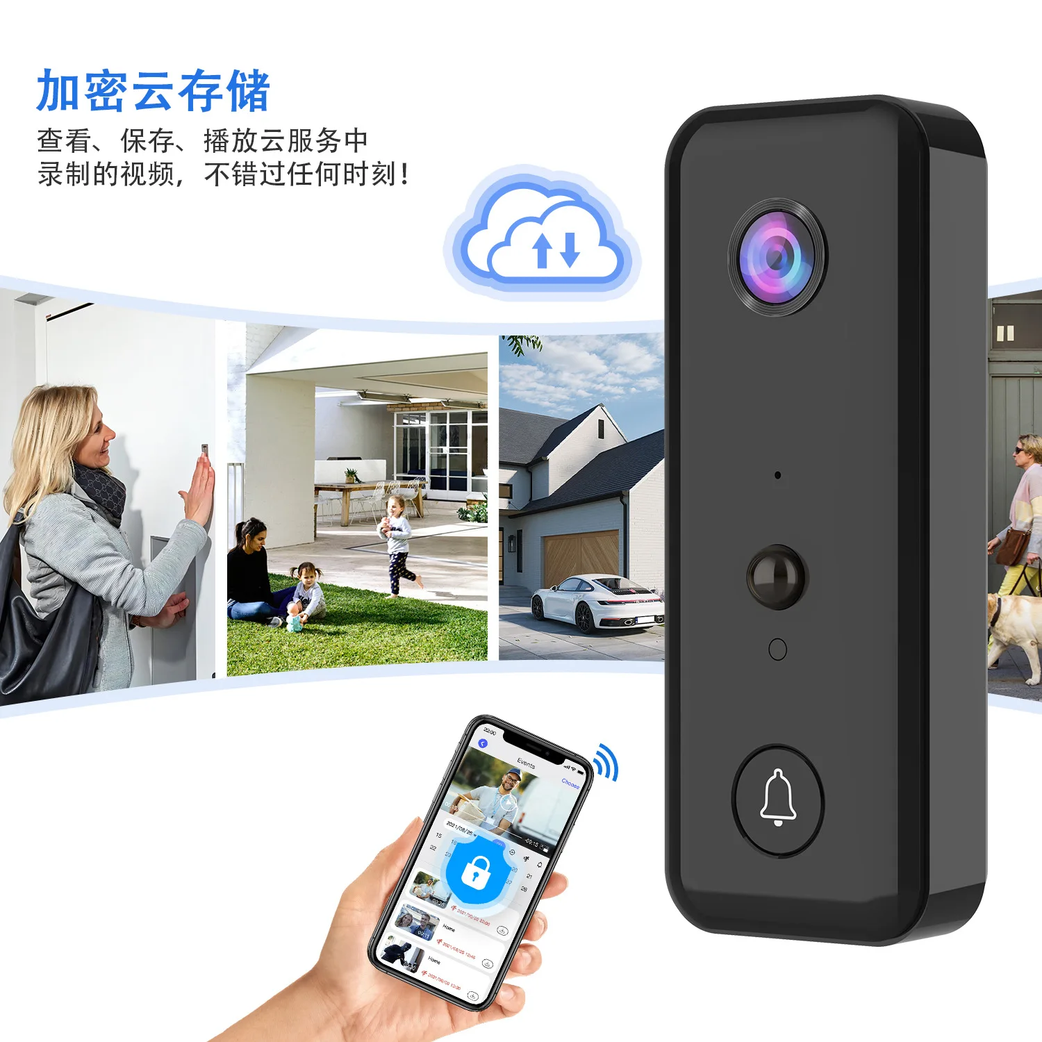 720P Aiwit APP Cloud Storage WIFI IP Doorbell Video Door Phone Visual Doorbell Peephole Viewer Door Camera Intercom System view 3