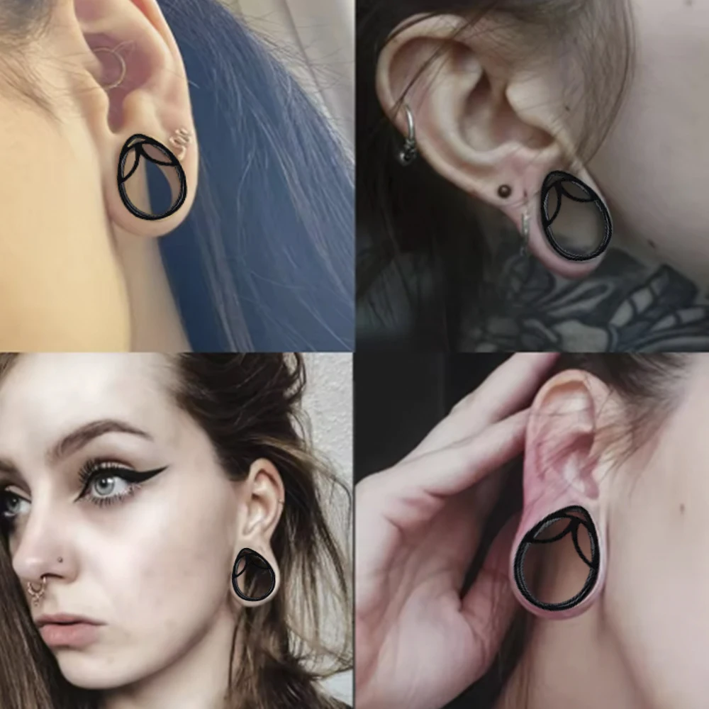 1-2PCS Stainless Steel Water Drop Alien Ear Plugs Tunnels Stretchers Expanders Gauges Earring Body Piercing Jewelry 8-25mm ﻿