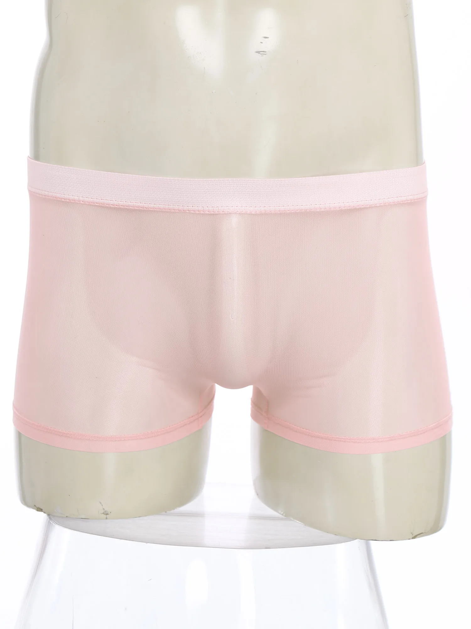 

Men's Pink See Through Panties Breathable Ultra Thin Nylon Boxer Panties Briefs Sissy Gays Flirting Daily Everyday Underpants