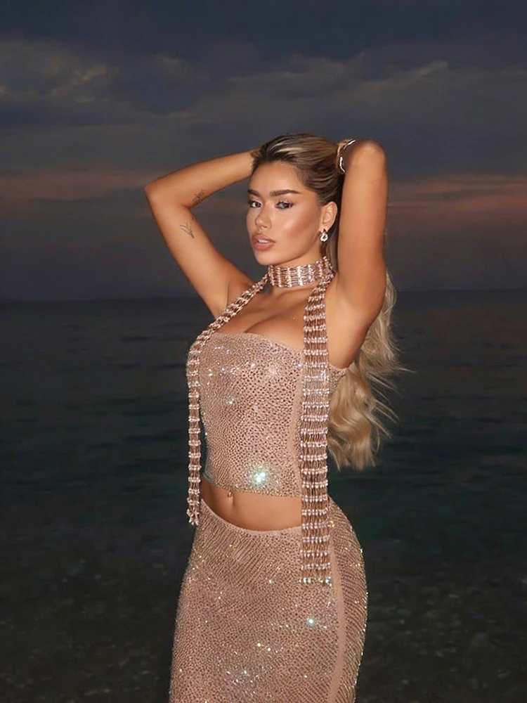 Women's Gold Chain Crystal Fringe Scarf Boho Long Tassel Sequin Shawl for Wedding Prom Festival Dance Party Night Club Wear