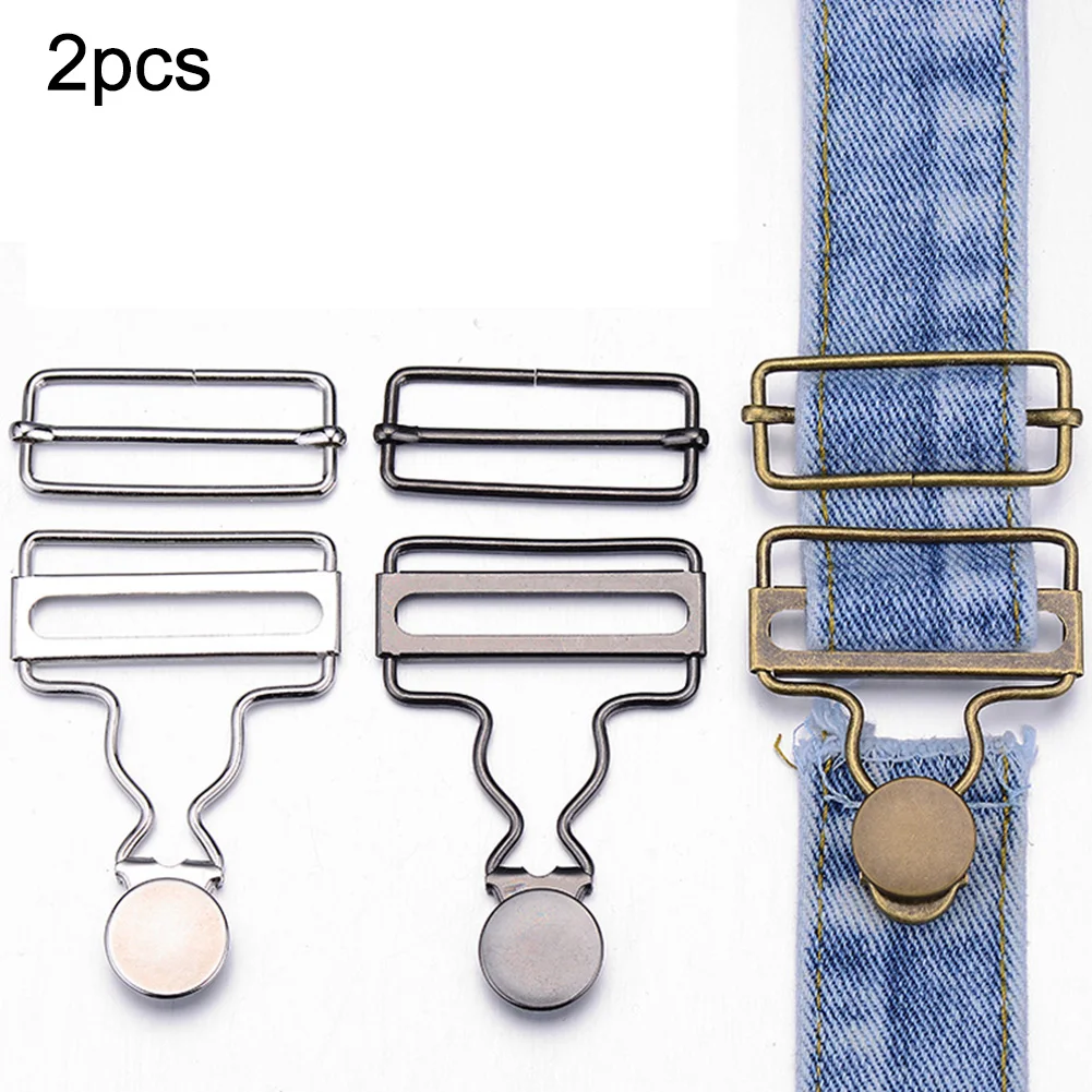 2pcs Suspenders Buckle Fastener Hook Up Brace Buckles With Jeans Buttons Set For Denims Jackets DIY Handmake Sewing Accessories