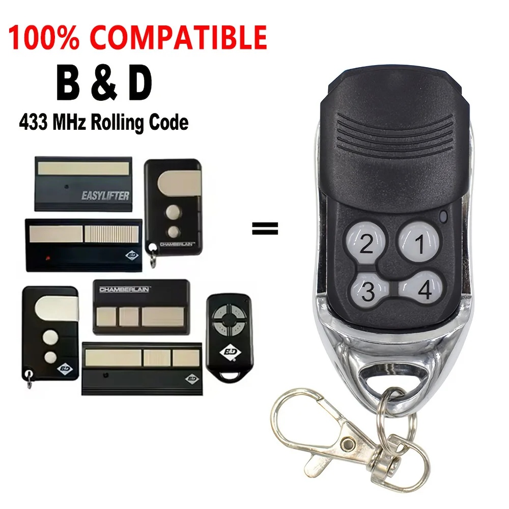 B&D 433.92MHz Rolling Code Gate Remote Control Hand Transmitter Fit B&D Garage Door Opener 062170 062162 059120 059409