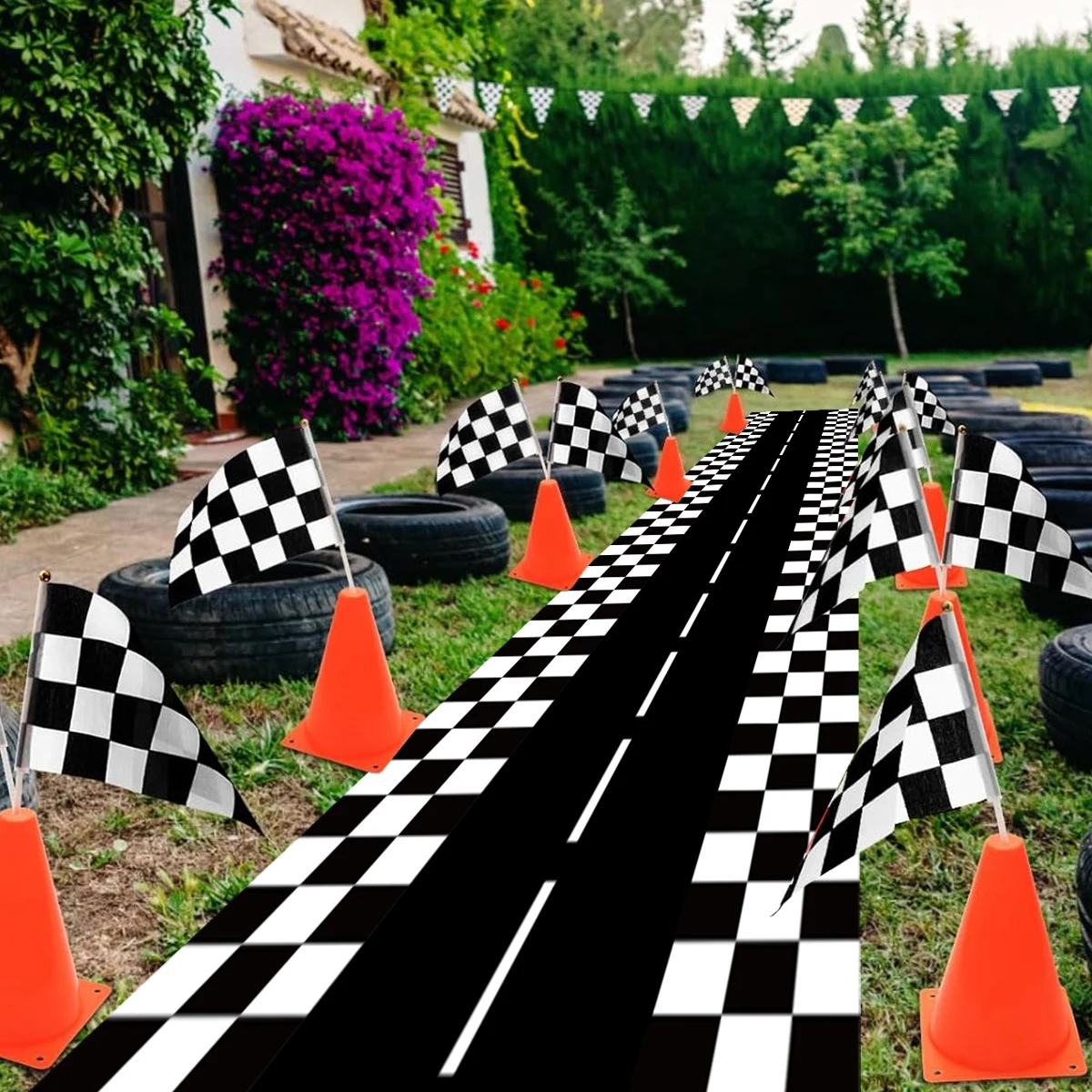 Racing Car Birthday Party Supplies Checkered Tablecloth Racetrack Table Runner Table Covers Boy Race Car Themed Party Decoration