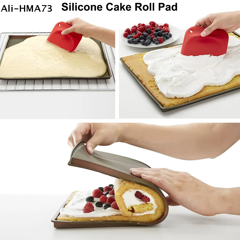 

【HMA73】1Pcs Multifunctional Silicone Cake Roll Mat Non-stick Bakeware Tray Pan Painted Pad Pastry Swiss Roll Baking Mold Tool