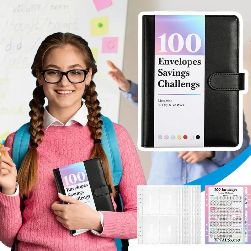 100 Envelope Challenge Binder Savings Budget Book Binder With Cash Envelopes Waterproof A5 Binder 100 Day To Save 5 050 For Home