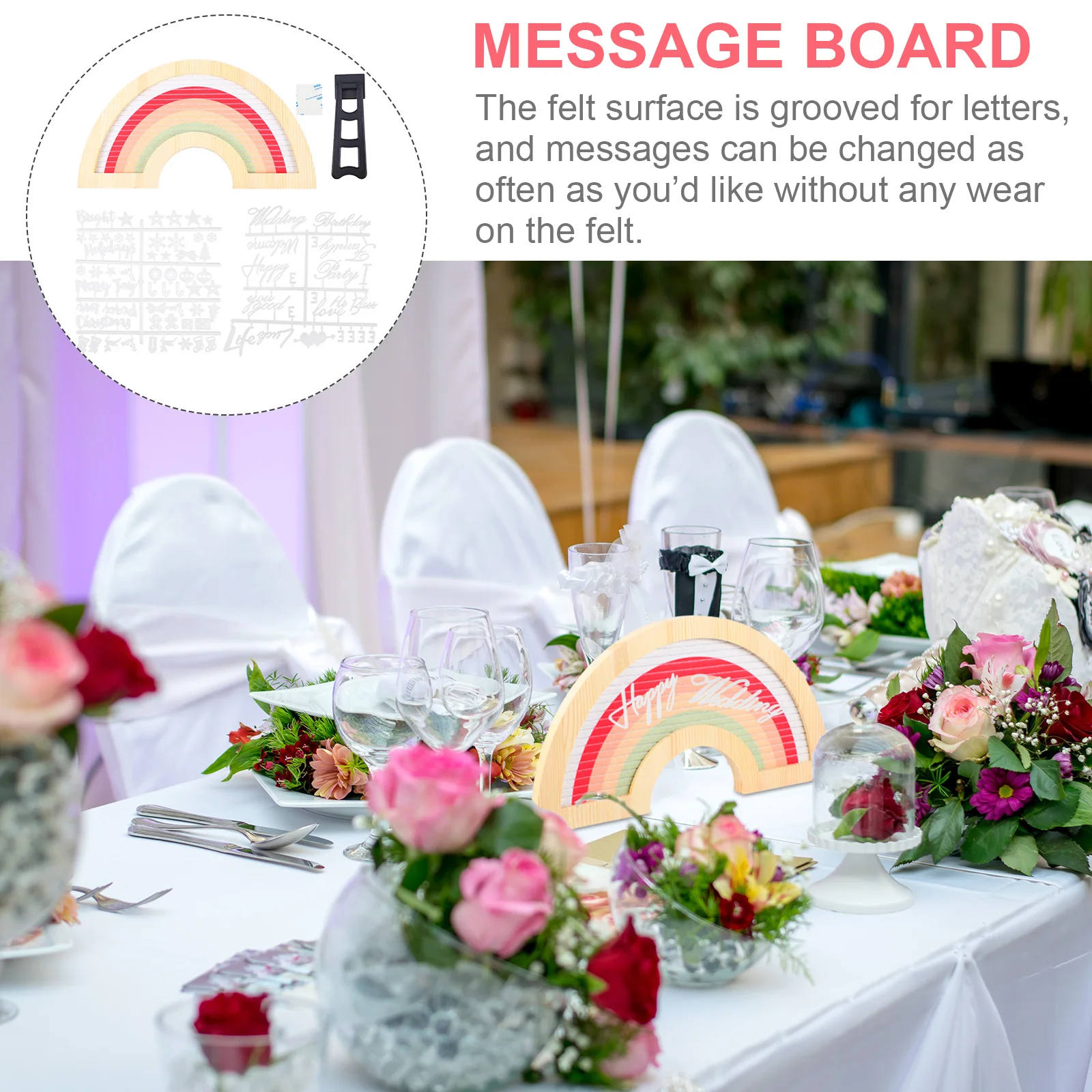 

Rainbow Alphabet Board Letter Felt Frame Message DIY Decor Letters Boards Decorative Notice